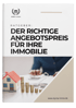 Deckblatt "RATGEBER: DER RICHTIGE ANGEBOTSPREIS FÜR IHRE IMMOBILIE" mit Hausmodell und Münzstapeln.
