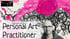 Kurs-Banner: Mann mit Brille vor abstraktem Muster, Text: motivation-art.de Personal Art® Practitioner