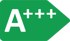 Grünes Energiesparlabel mit weißer Schrift "A+++".