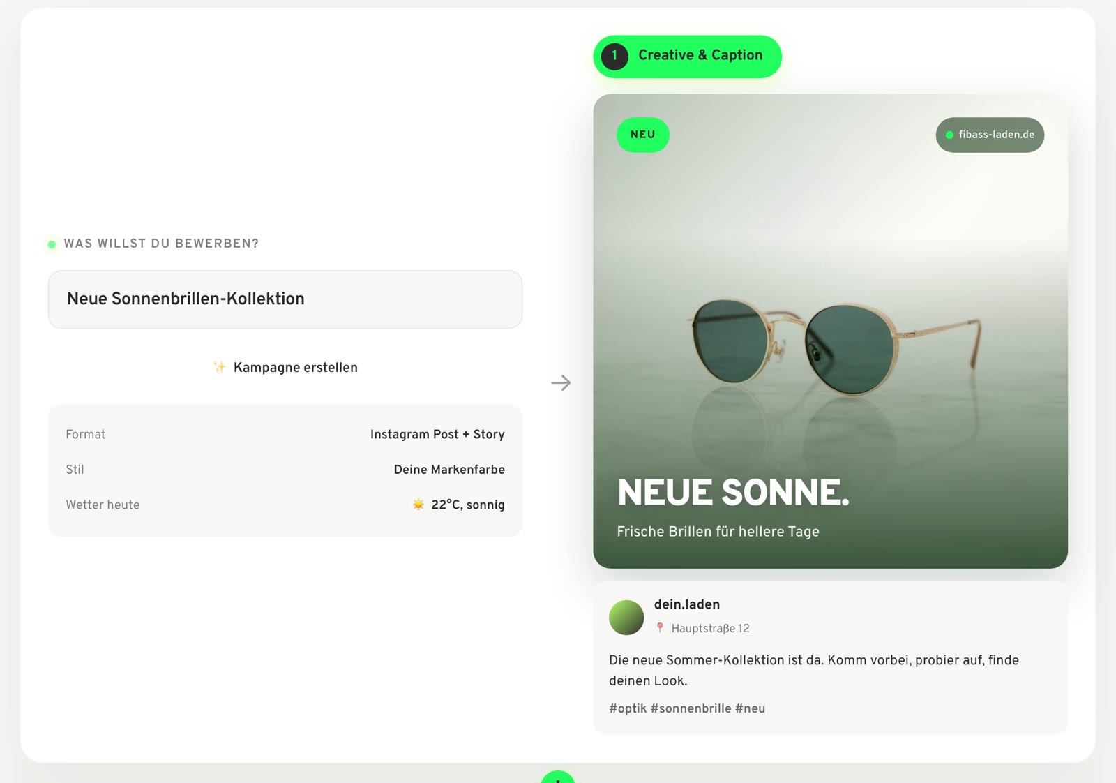 fibass macht aus einem Satz einen fertigen Instagram-Post