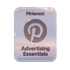 Pinterest Advertising Essentials Logo auf glänzender Plakette mit „P“-Symbol.
