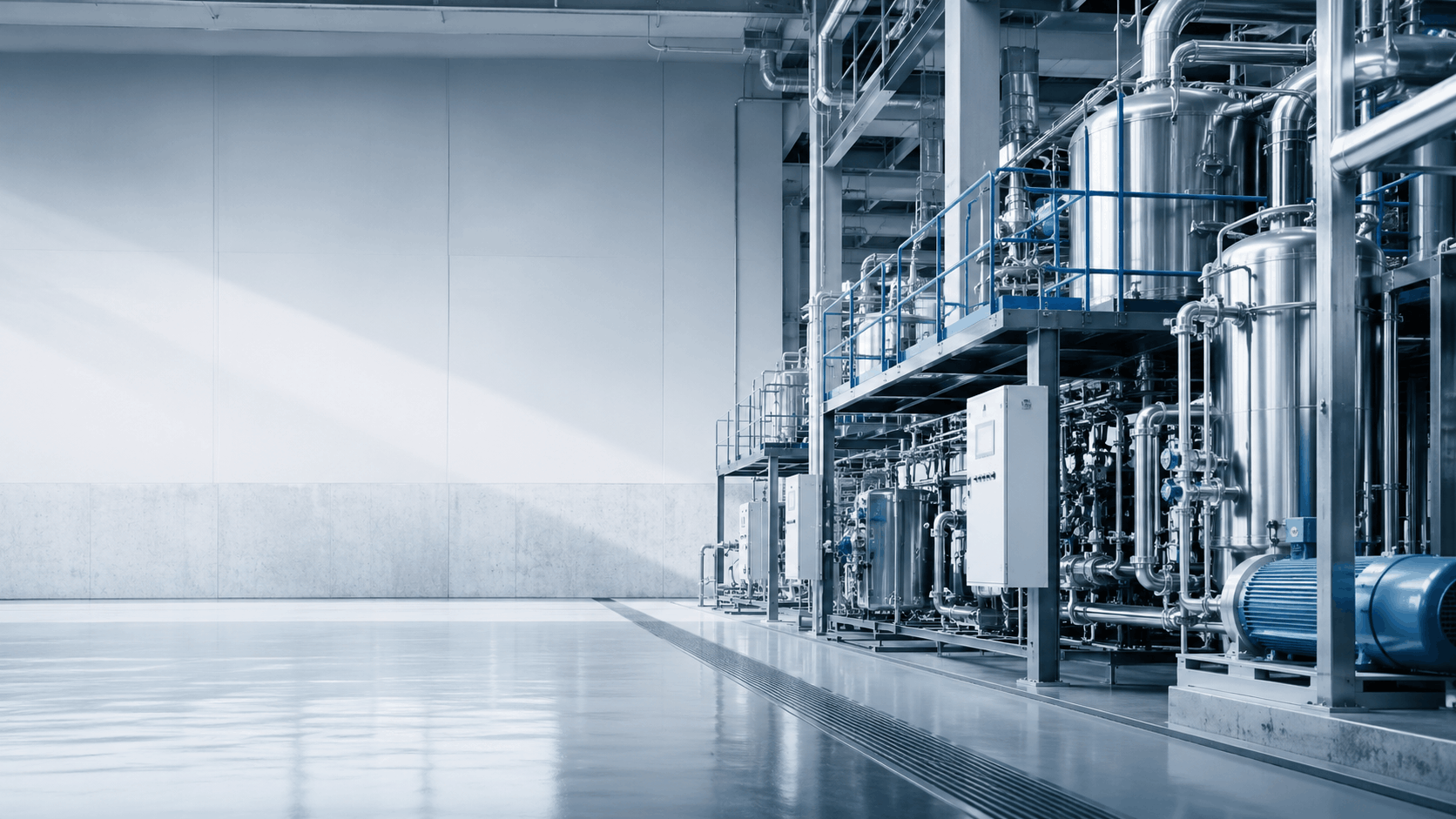 Moderne Industrieanlage mit Rohrleitungen, Tanks und Prozesstechnik