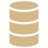 Beige Symbol einer Datenbank mit drei übereinanderliegenden Zylindern auf grünem Hintergrund.