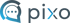 Pixo-Logo mit blauem Sprechblasen-Symbol und drei Punkten, gefolgt vom Wort "pixo" in dunklem Grau.