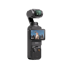 Schwarze DJI Osmo Pocket 3 Kamera mit einem Gimbal und einem nach vorne gerichteten Bildschirm, der ein Video zeigt.