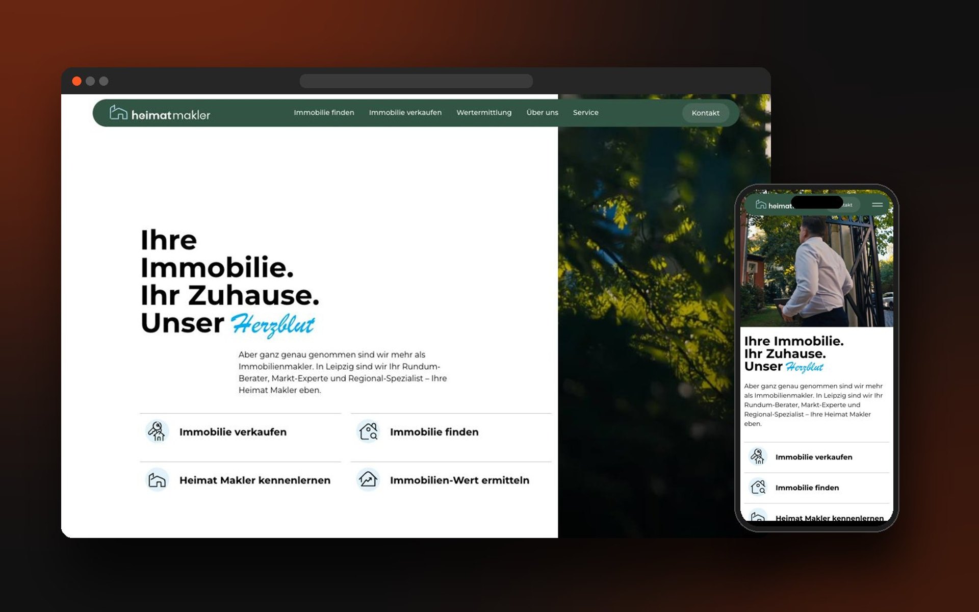 Website von Heimat Makler auf Desktop und Smartphone