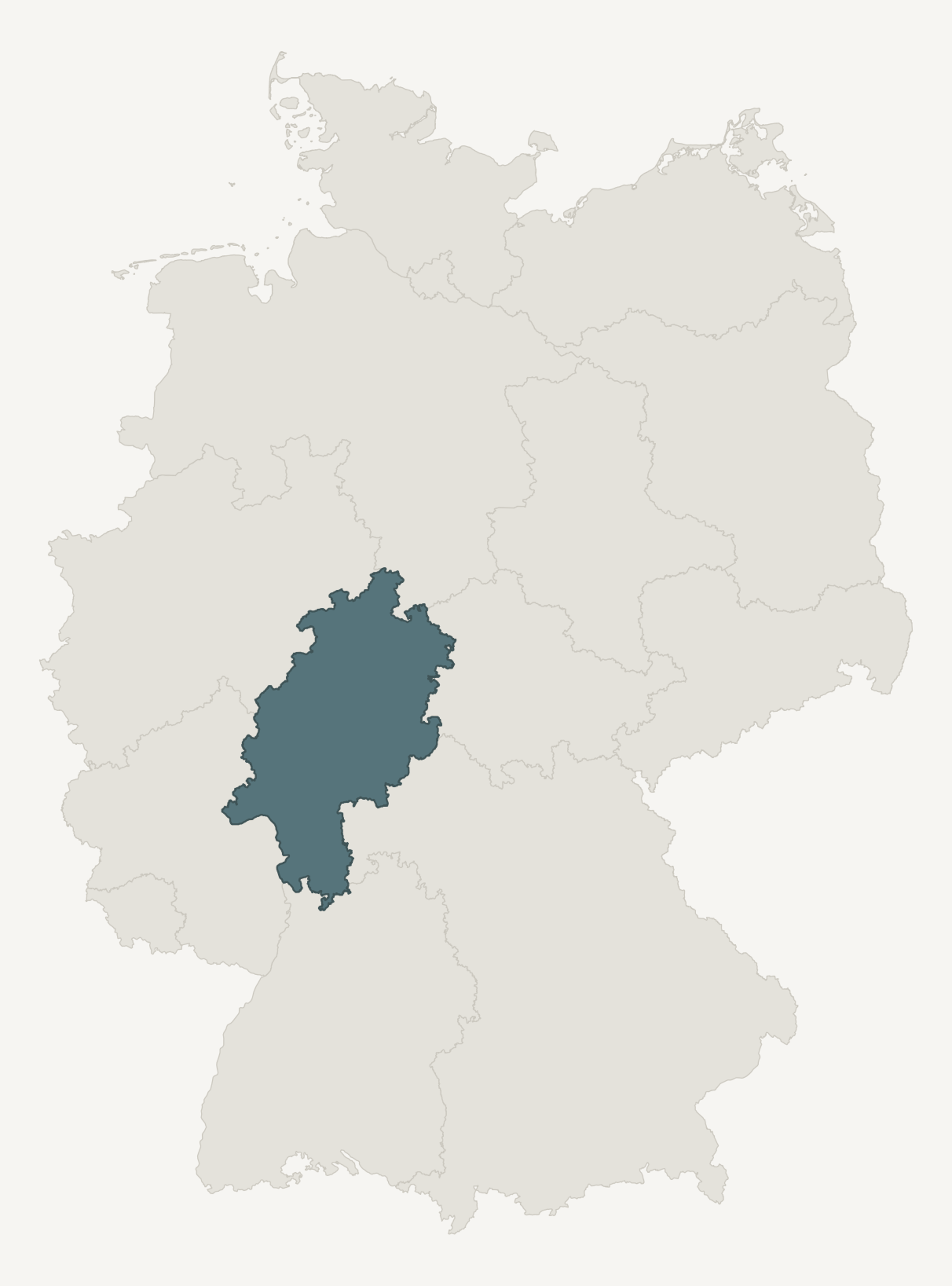 Umrisskarte von Hessen innerhalb Deutschlands