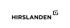 Hirslanden-Logo mit schwarzem Text und einem stilisierten "G" oben rechts auf dunkelgrünem Hintergrund.