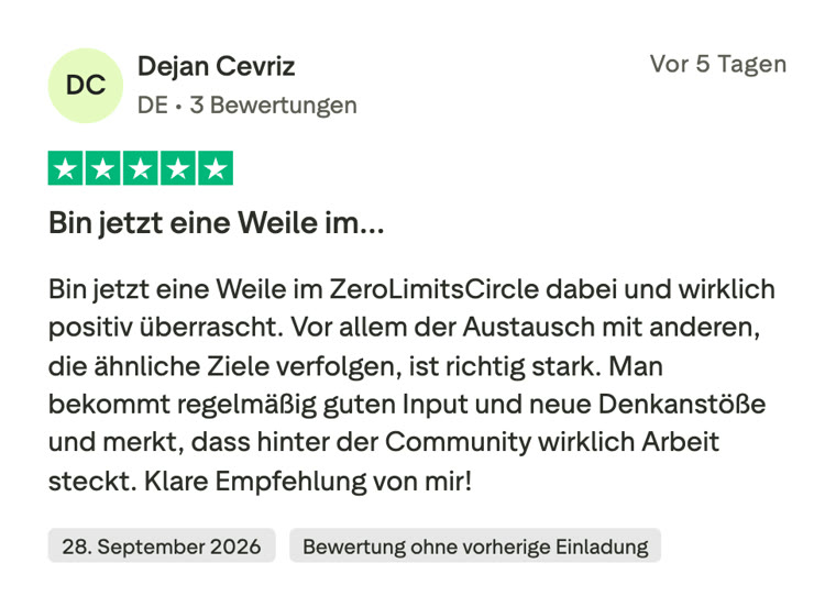Trustpilot-Bewertung von Dejan