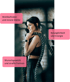 fitte Frau in schwarz mit Seil über der Schulter im Fitnessstudio