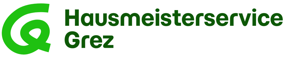 Logo mit grünem "G" und "Hausmeisterservice Grez" in grüner Schrift auf dunklem Hintergrund.