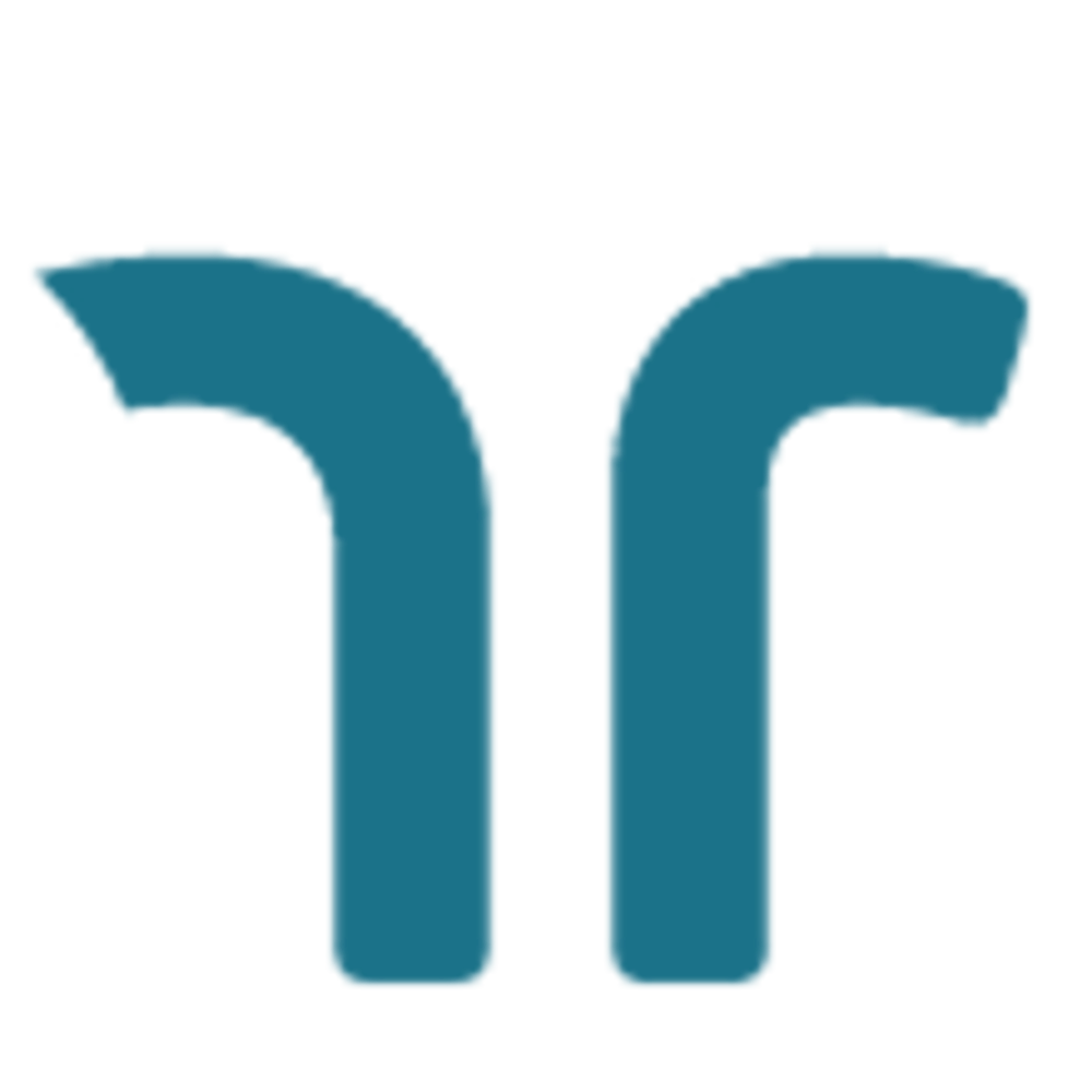 Zwei parallele, vertikale, gebogene blaue Linien auf grünem Hintergrund.