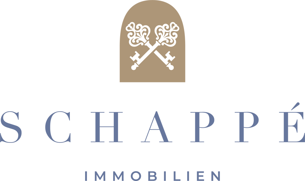 Logo Schappé Immobilien mit zwei gekreuzten Schlüsseln in einem Bogenrahmen