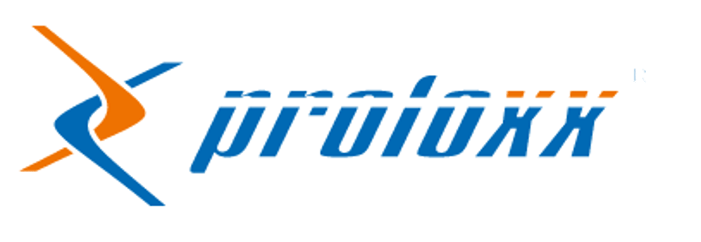 Prologxx Logo mit verschlungenem X in Blau und Orange und dem Text "professional logistics".