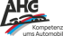 Logo AHC mit stilisiertem Auto und dem Text "Kompetenz ums Automobil".