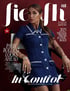Model Tugce Acelya in Jeanskleid mit Kristallknöpfen und Schmuck posiert auf einem Magazin-Cover mit Text "fiefli", "In Control".