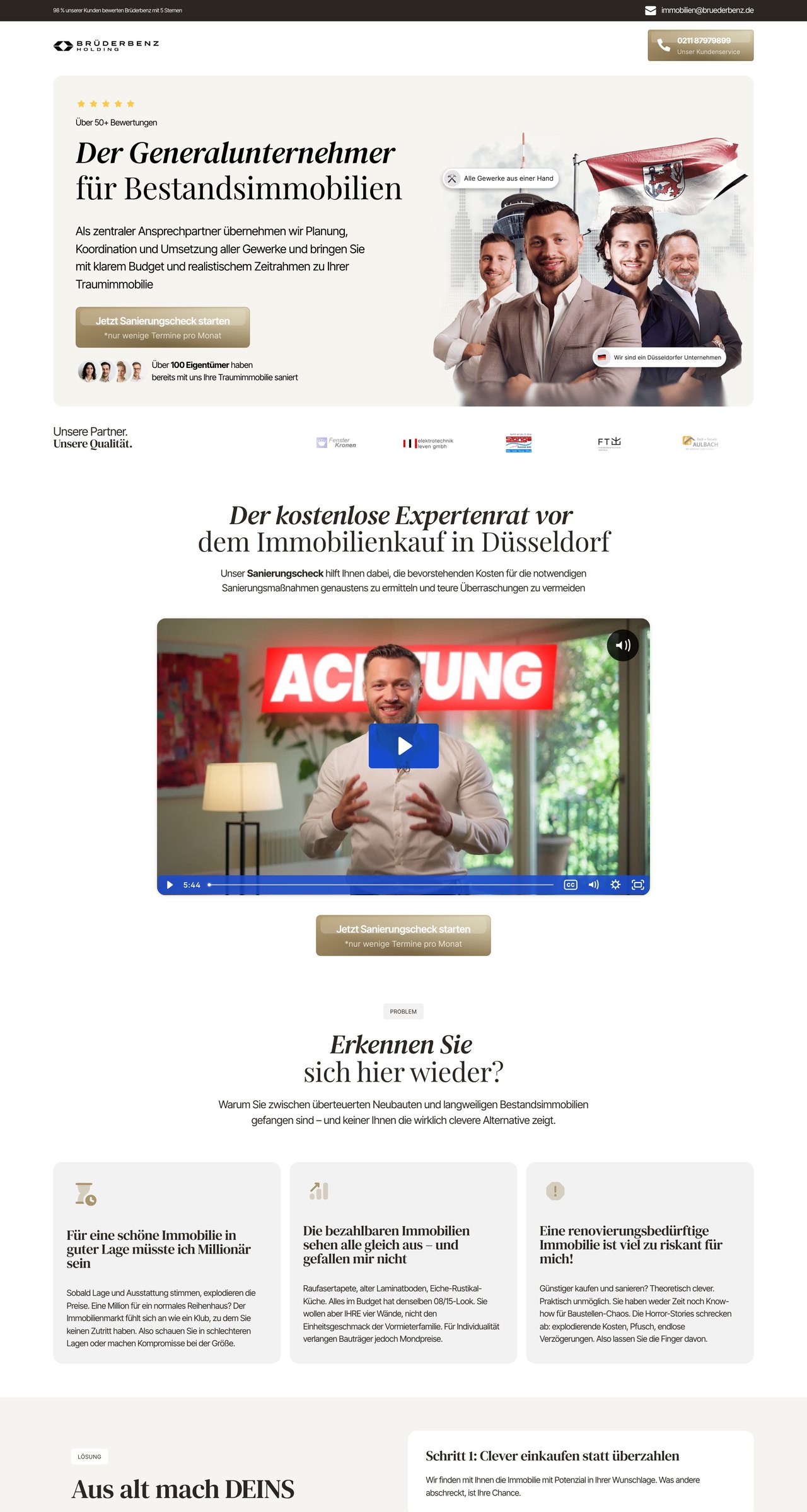 Brüderbenz website, first three screens