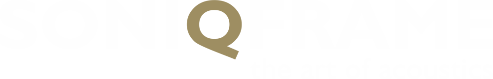SONIQFRAME Logo with Slogan "the art of acoustics".