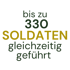 Grüner und gelber Text auf schwarzem Grund: bis zu 330 SOLDATEN gleichzeitig geführt.
