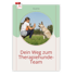 Cover eines PDF-E-Books mit dem Titel "Dein Weg zum Therapiehunde-Team" und Bild eines Mädchens, das einem Hund die Pfote gibt.