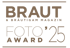 Braut & Bräutigam Magazin Foto '25 Award Schriftzug in brauner Farbe auf transparentem Hintergrund.
