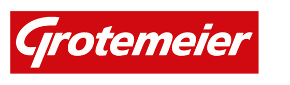 Grotemeier-Logo in weißer Schrift auf rotem Hintergrund.