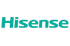 Hisense-Logo in Türkis auf dunklem Hintergrund.