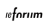 Schwarzer, kursiver Text "reforum" auf dunkelgrünem Hintergrund.