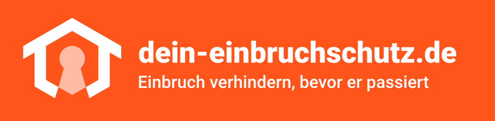Logo mit weißem Haussymbol und Schlüsselloch, daneben Text "dein-einbruchschutz.de, Einbruch verhindern, bevor er passiert".