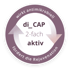 Logo „di_CAP 2-fach aktiv“ mit Text „wirkt antimikrobiell“ und „fördert die Rejuvenation“, umschlossen von Pfeilen.