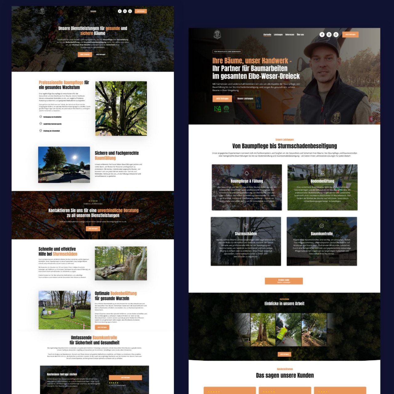 Webseite Ottos Baumdienst – Rebranding und Neugestaltung mit Multistep-Quiz für Baumpflege im Raum Bremerhaven