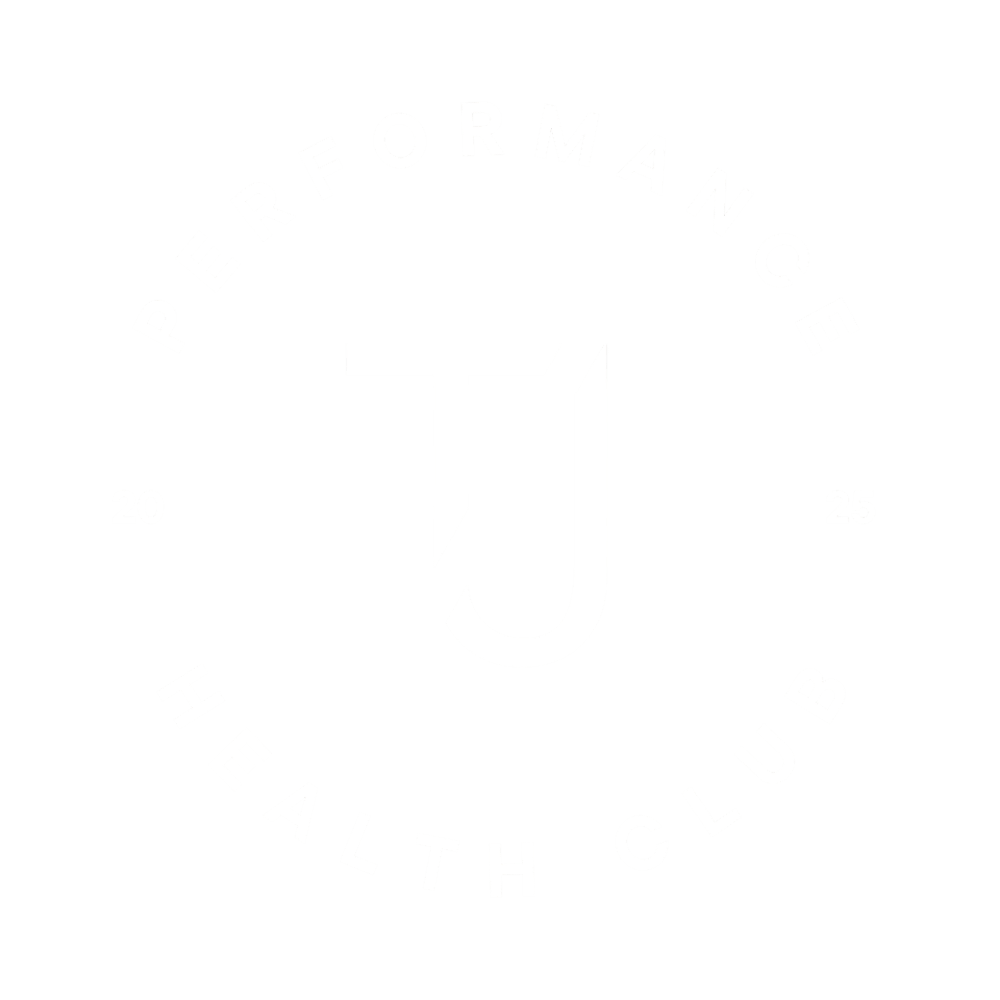 TJ Performance Health Club Logo mit "20" und "25" und grüner Hintergrund.
