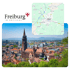 Luftaufnahme des Freiburger Münsters und der Altstadt mit kleinem Kartenausschnitt von Freiburg im Breisgau