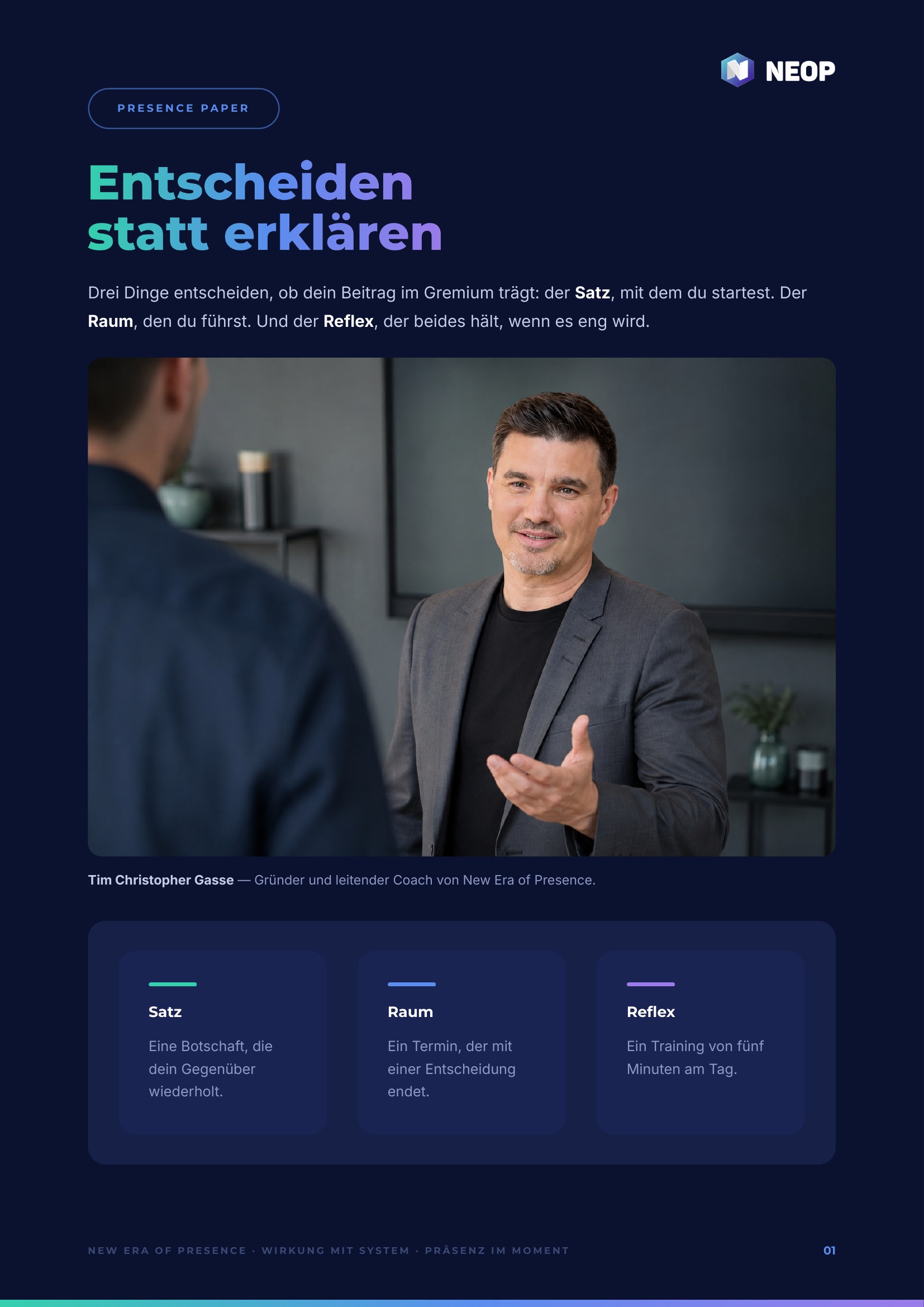 Presence Paper Entscheiden statt erklären — Titelseite