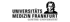 Logo der Universitätsmedizin Frankfurt, Goethe-Universität mit einer stilisierten Büste von Goethe.