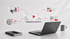 Laptop auf Schreibtisch mit schwebenden Icons für Videomarketing, Werbung, Zielgruppen-Targeting und Verkaufsoptimierung.