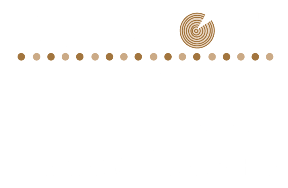 DECO-POINT mayer Logo mit Holzscheiben-Symbol und Slogan "Raum für Boden & Sonnenschutz"
