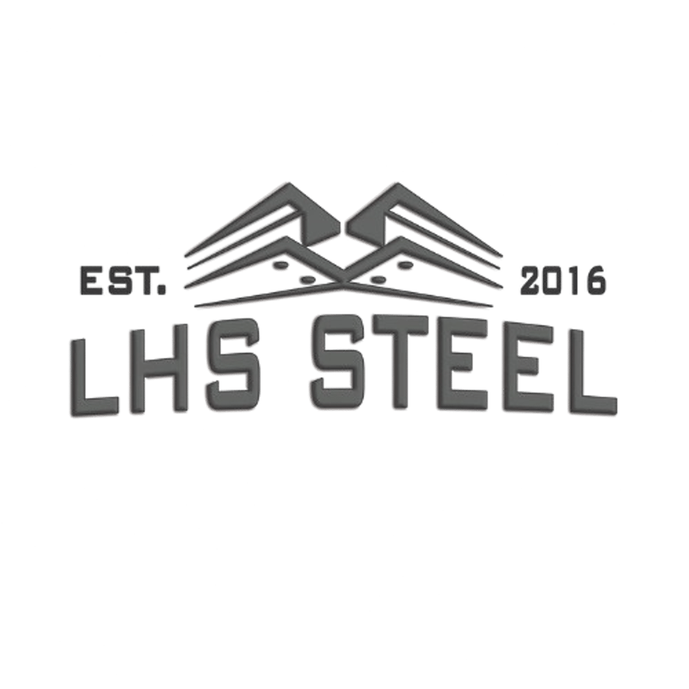 LHS Steel logo with "EST. 2016" and an abstract roofline above "LHS STEEL".