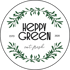 Logo: "HEPPY GREEN ESTD 2020 eat fresh" in Schwarz, umgeben von einem grünen Blattkranz.