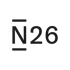 N26 Logo: Großes schwarzes N mit Unter- und Überstrich, gefolgt von 26 auf dunkelgrünem Hintergrund.
