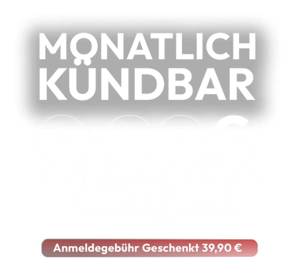 Monatlich kündbar 7,99€ statt 9,99€ auf grünem Hintergrund.