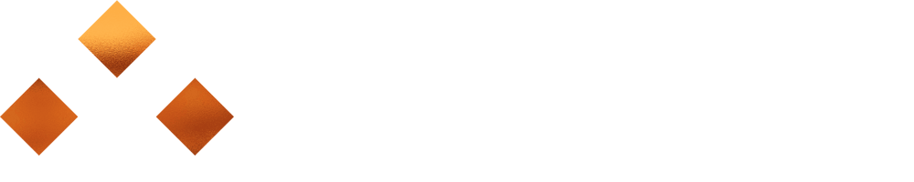 Logo des Landhotels Schmidtburger Hof mit drei kupferfarbenen Rauten auf schwarzem Hintergrund.