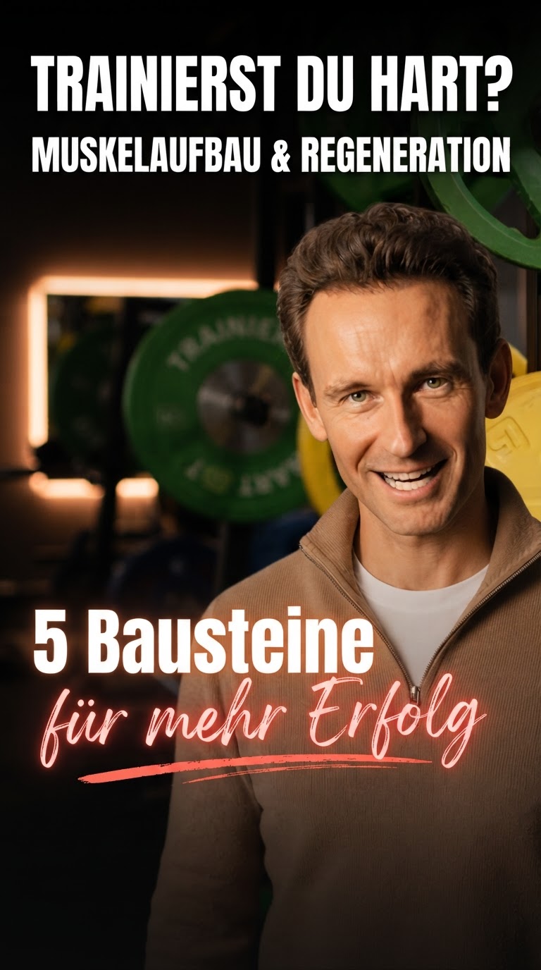 Sportler nach dem Krafttraining mit Wasser und ausgewogenen Lebensmitteln