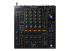 Black Pioneer DJM-A9 professional 4-channel DJ mixer with buttons, knobs, faders, and a small screen.