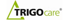 TRIGO care Logo mit einem grünen Dreieck um den schwarzen Text "TRIGO" und dem grünen Text "care".