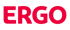Roter Ergo-Schriftzug auf dunkelgrünem Hintergrund.