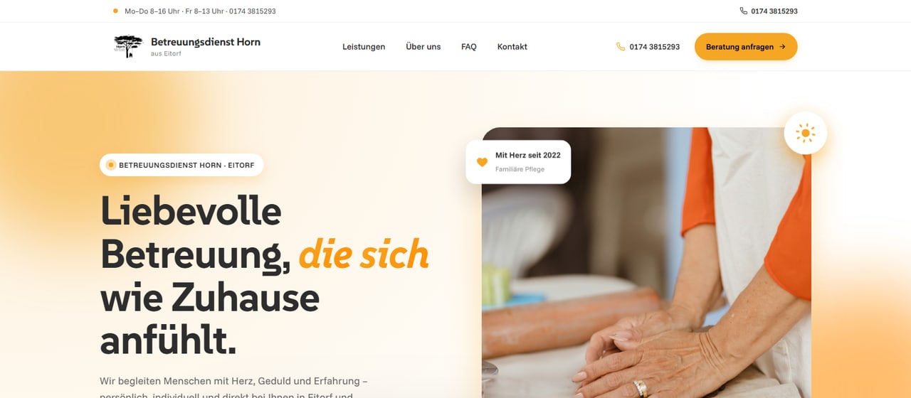 Website Betreuungsdienst Horn aus Eitorf