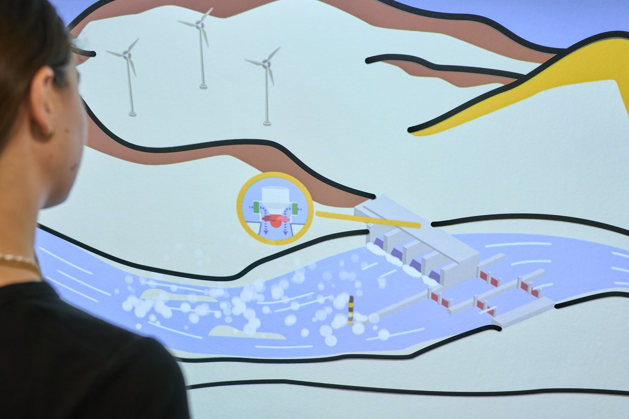 Wind- und Wasserkraft anschaulich erklärt – die Interaktivwand macht erneuerbare Energien Schritt für Schritt sichtbar