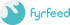 Logo von Fyrfeed: Ein türkisfarbener Kreis mit einer weißen Welle und dem Text „fyrfeed“.