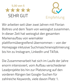 Bewertung 5,00 von 5 Sternen "SEHR GUT" und Empfehlungstext über Markenaufbau und SEO-Erfolg.